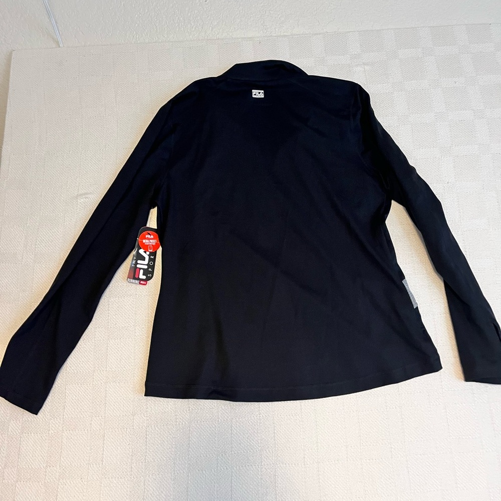 Casual FILA Women’s Black Long Sleeve 1/4 zip Jacket Top with Gray Accents NWT - Picture 3 of 9